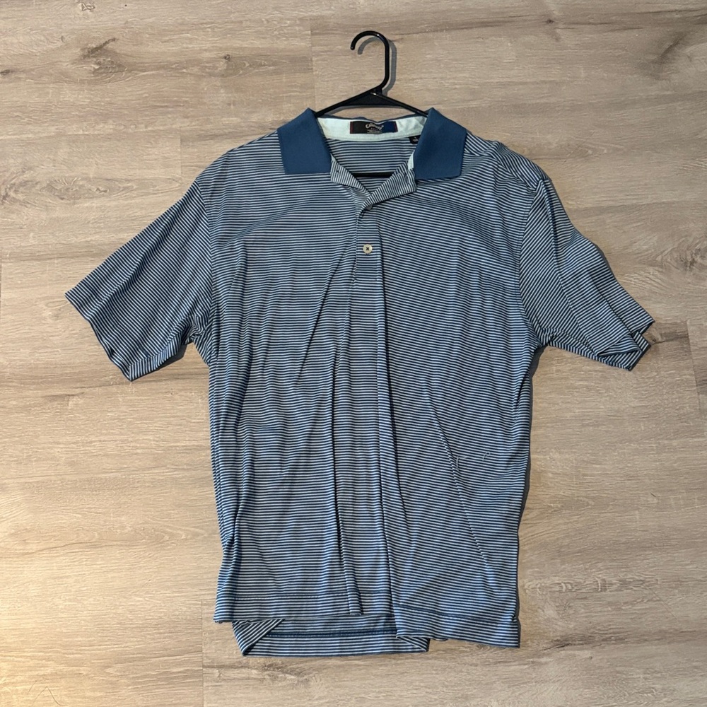 Callaway Blue Striped Polo Shirt